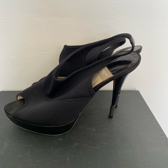 Baldan Peep Toe Slingback Black Pump - Picture 5 of 6